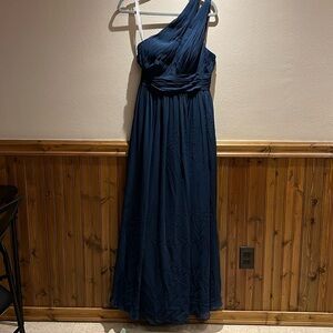 Azazie Molly One Shoulder Bridesmaid Dress Navy Blue Sz A4 Formal Wedding